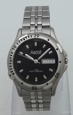 Ascot Herrenuhr,Tag/Datumsanzeige,Leuchtzeiger,Drehlünette,die Uhr läuft,