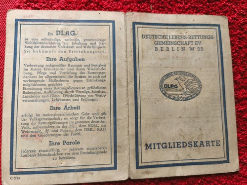 Dlrg mitgliedskarte 1943 - dlrg,