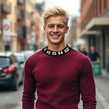 Versus Versace - Size S 46 IT - Ribbed Burgundy Dark Red Pullover Logo Designer