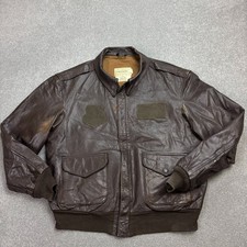 Leder Fliegerjacke Erwachsene Large Braun A2 USAAF Flieger Militär USA Herren*