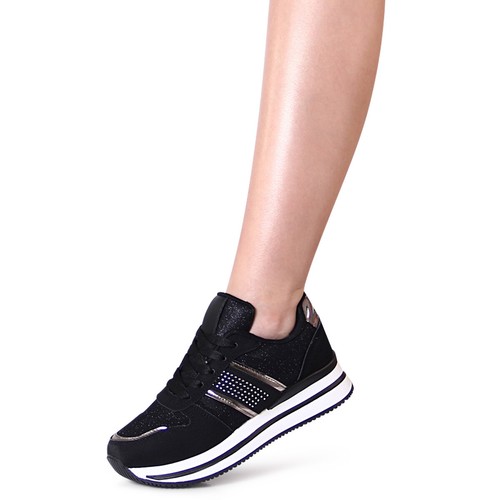 Damen plateau sneaker glitzer - sneaker,