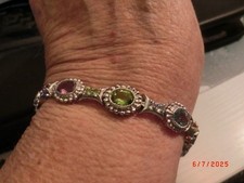 Armband  Amethyst, Peridot,Citrin, Blautopas, Silber 925, rhodiniert, 19 mm lang