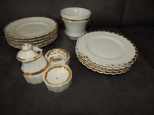 Carl Tiels C.T. Altwasser Schlesien Goldrand Teller, Blumen-Übertopf, (Menage)