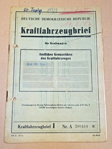 Kfz brief kraftfahrzeugbrief - kfz,