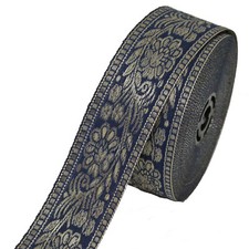 Borte 1M Bordüre lfm 40mm Band Webband  Sariborte Nähen Larp Dunkel Blau Breit