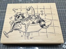 DE Stampelmakers Waschbär / Racoon Holzstempel Rubber Stamp