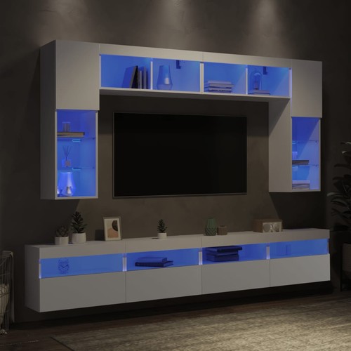 Wohnwand mit led anbauwand - tv,