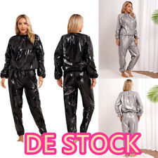 DE!Damen Saunaanzug Zweiteiler Shirt Schwitzhose Schwitzanzug Sportanzug Fitness