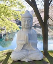 Marmor Stein Garten Buddha Statue 60 cm – Tibet/China – Anjali Mudra