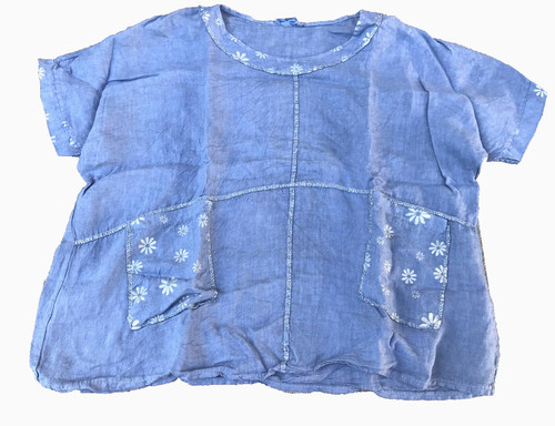 Puro lino tunika bluse - 💙,