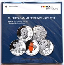 20 Euro Sammlermünzenset 2021 Spiegelglanz, OVP ungeöffnet,  (polierte Platte)