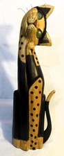 Katzenfigur aus Holz, ca. 60