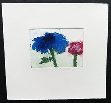 Klaus Fussmann, Radierung "Zwei Kornblumen" 1997, WVZ 422