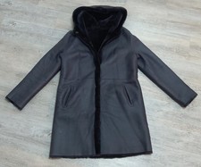 ARMA Ledermantel Wendemantel anthrazit mit Kapuze Gr. L