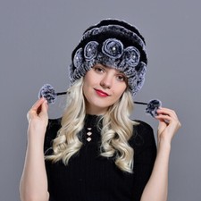 Echt Kaninchenfell Mütze Mit