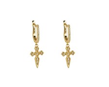 Diamond cross earrings drop