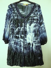 hochwertige ausgefallene Luxus BIBA Crash Bluse Tunika Gr. S / 36 blau