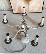 Lampen Set Shabby Landhaus Weiß Gold 1 Deckenlampe 2 Wandlampen  Messing Vintage