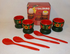 ++ Vintage - Emsa Salzburg  Eierbecher mit Löffel - Bauernmalerei - Motiv ++