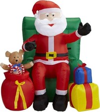 WIDMANN - aufblasbarer Weihnachtsmann sitzend 122 cm leuchtend +Gebläse +Musik ✅