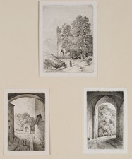 A. BAYER (1803-1875), Impressionen alter Gemäuer, Kupferstich Romantik 1800-1849