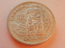 KANADA 1 DOLLAR 1958 TOTEMPFAHL SILBER 23,36 GRAMM