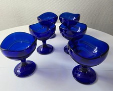 6 blaue Eisbecher- Schalen-Gläser Dessertschale Dessertgläser Neuwertig!