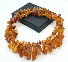 Echte Bernstein Kette Naturstücke, honigfarben, handgefertigt Vintage 65g
