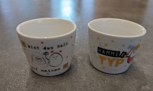 Eierbecher set mit lustigen - eierbecher,