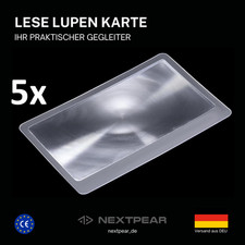 5x Blattlupe Leselupe 3x Vergrößerung Kreditkartenformat PVC Taschenlupe Lupe