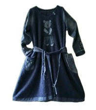 Ausgefahlne Walk Kleid Mit Mutze A-LINIE Lagenlook  Boho Handgefertig Upcycling 