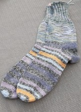2 Paar handgestrickte Damen/Herrensocken Gr 40 Regia Wolle Reste/Sonderpreis