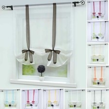 Raffrollo Voile Raffgardine mit Tunnelzug Modern Gardine Weiß Küche Wohnzimmer