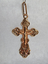 Russisch-Orthodoxer Kreuz-Anhänger für Kette aus 56 Zolotniki (14K Gold)