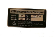 Rahmenplakette Typenschild