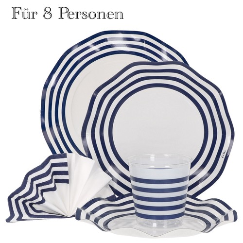 Tlg set einweggeschirr navy - 46-tlg,