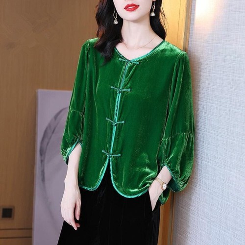 Chinesisch damen samt bluse - damen,