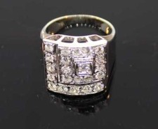 GROSSER BRILLANTRING 1,10ct ECKIGE FORM WEISSGOLD Wert EUR 55