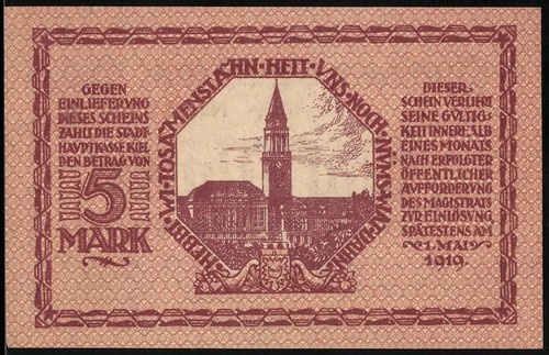 Notgeld kiel 1918 mark - notgeld, 5