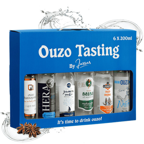 Ouzo tasting jassas 6x - by,