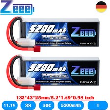 2x Zeee 11,1V 3S Lipo Akku T Stecker 5200mAh 50C für RC Flugzeug Auto Boot Heli