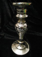 antiker Kerzenleuchter Bauernsilber Kerzenhalter Spiegelglas Glas mit Abriss