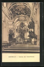 Amorbach, Inneres der Abtei-Kirche, Ansichtskarte 