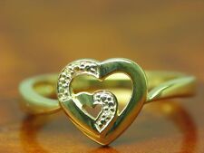 14kt 585 Gelbgold Ring mit Diamant Besatz & Ringkopf in Herzform / 2,2g / RG 54