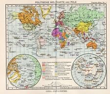 Politische Weltkarte von 1941 +kleine Landkarte+ 2.Weltkrieg, Deutsches Reich