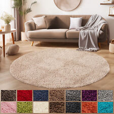 Einfarbig Hochflor Runder Teppich Wohnzimmer Shaggy versch. farben und größen