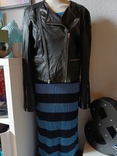 Pepe jeans Strickkleid lang blau/schwarz getreift+Kunstlederjacke S.Oliver