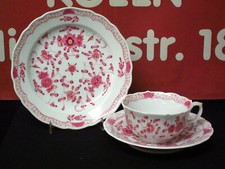 MEISSEN REICHE INDISCHE MALEREI PURPUR 3TL. TEE GEDECK 1.WAHL