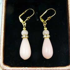 BAILYSBEADS wunderschöne milky Rosenquarz-Ohrringe Ohrhänger neu 6666