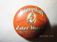 Schöne Kaufladen Dose Blech Litho Dompfaff Edelwachs 4,5 x 4 cm  um 1900  RAR!!!